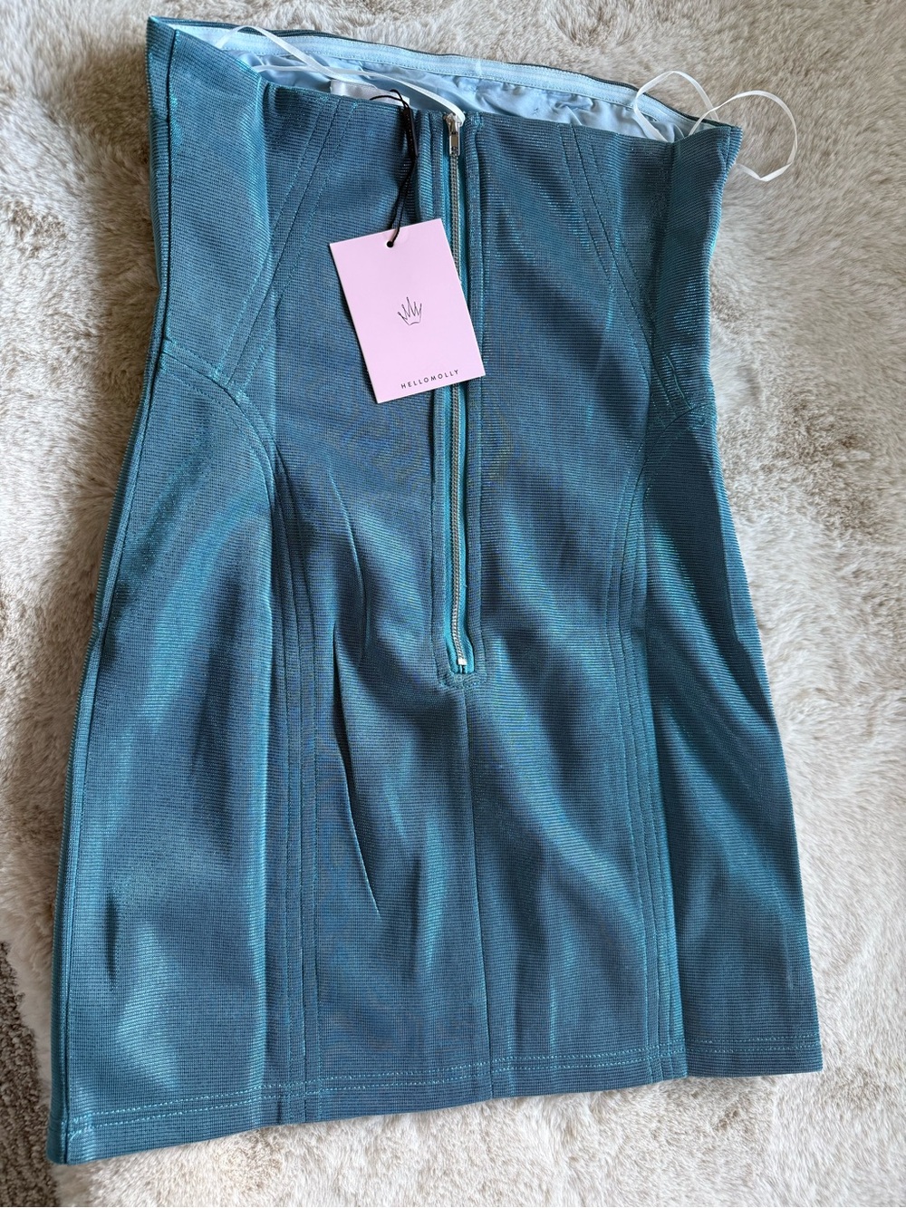 Hello Molly Strapless Teal Bodycon Mini Dress - Picture 4 of 4